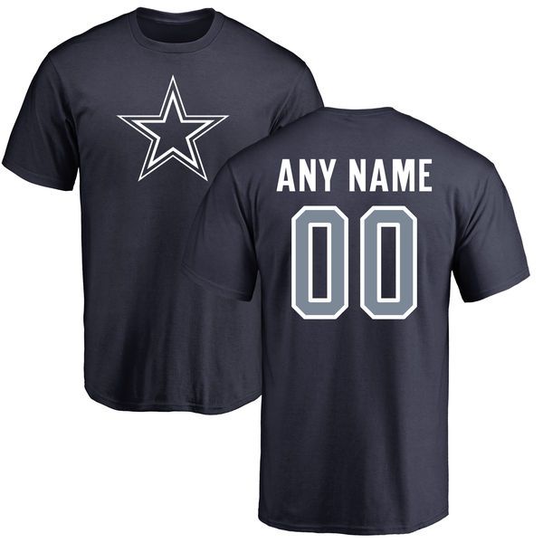 Men Dallas Cowboys NFL Pro Line Navy Any Name and Number Logo Custom T-Shirt->nfl t-shirts->Sports Accessory